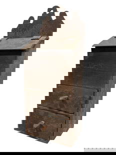 Primitive Wall Hanging Spice Box: Primitive Wall Hanging Spice Box. Measures 23" H x 9.5" W x 6.25" D. Condition reflects its age.