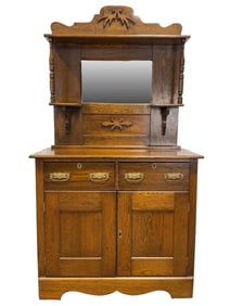 Antique Oak Sideboard w/ Mirror