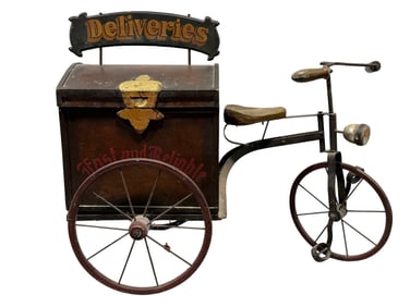 Late 19th C. Decorative Delivery Tricycle w/ Storage