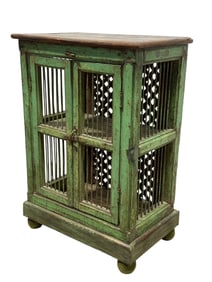 Primitive Painted Green Cabinet