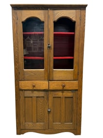 Primitive Oak Flat Wall Kitchen Cupboard