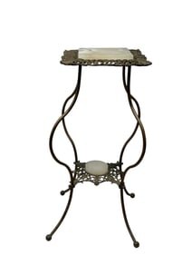 Antique Brass Marble Top Stand