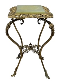 Antique Brass Marble Top Stand