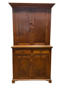 Primitive Oak Stepback Flat Wall Cupboard