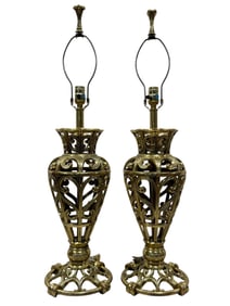 Pair of Brass Stiffel 65th Anniversary Lamps