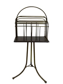 English Oak & Brass Magazine Rack