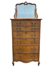 Antique Tiger Oak Chest of Drawers w/ Mirror