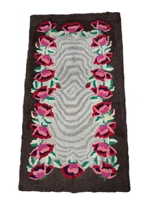 Small Floral Design Hooked Rug