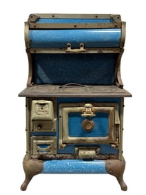 RARE Karr Range Co. Mini Blue Enamel Salesman Sample Stove