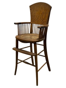 Antique Tiger Oak Childs High Chair