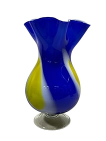 Murano Style Ruffled Edge Glass Vase