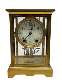 Antique Brass Seth Thomas Crystal Regulator Mantel Clock