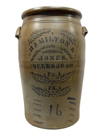 16 Gal Hamilton & Jones Greensboro, PA Stoneware Crock