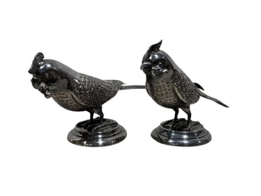 Pair of Silver Plate Figural Bird Salt & Pepper Shakers