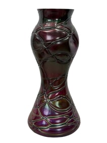 Iridescent Veined & Dimple Vase Attr. To Palme-Koenig