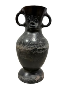 Vintage Colombian Hand Made Black Art Pottery Vase