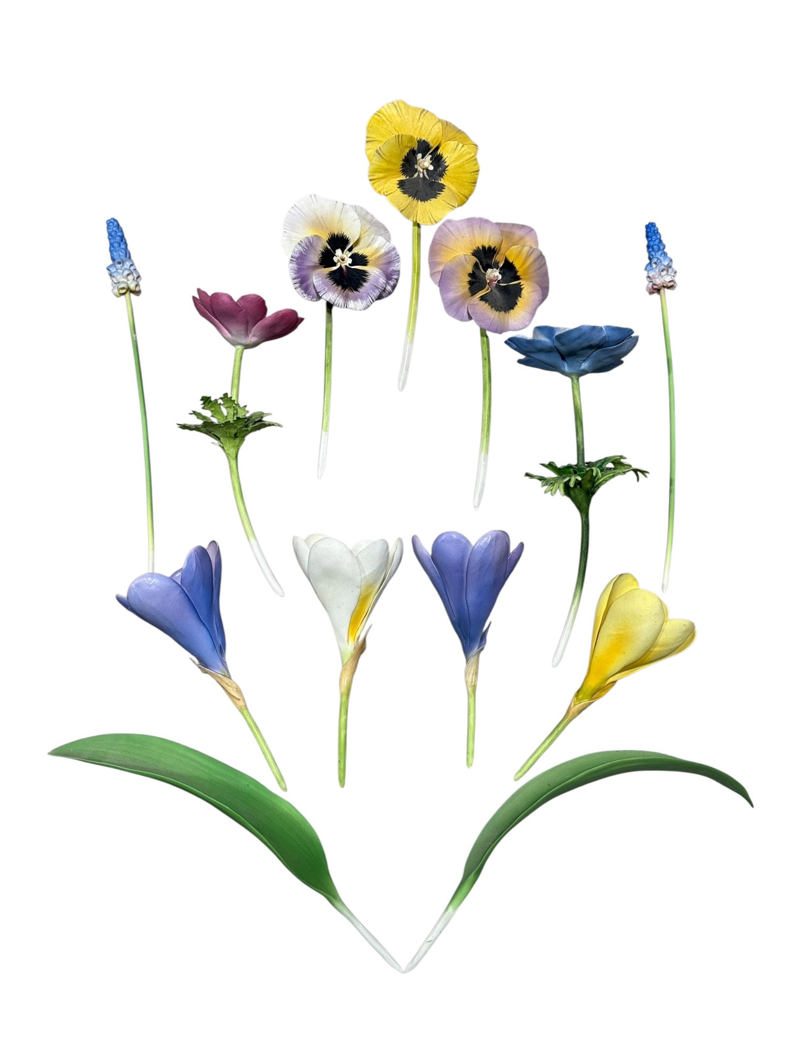 Group of 13 Boehm Porcelain Flowers: Group of 13 Boehm Porcelain Flowers. 1 has a small chip (see photos).