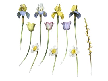 Group of 10 Boehm Porcelain Flowers