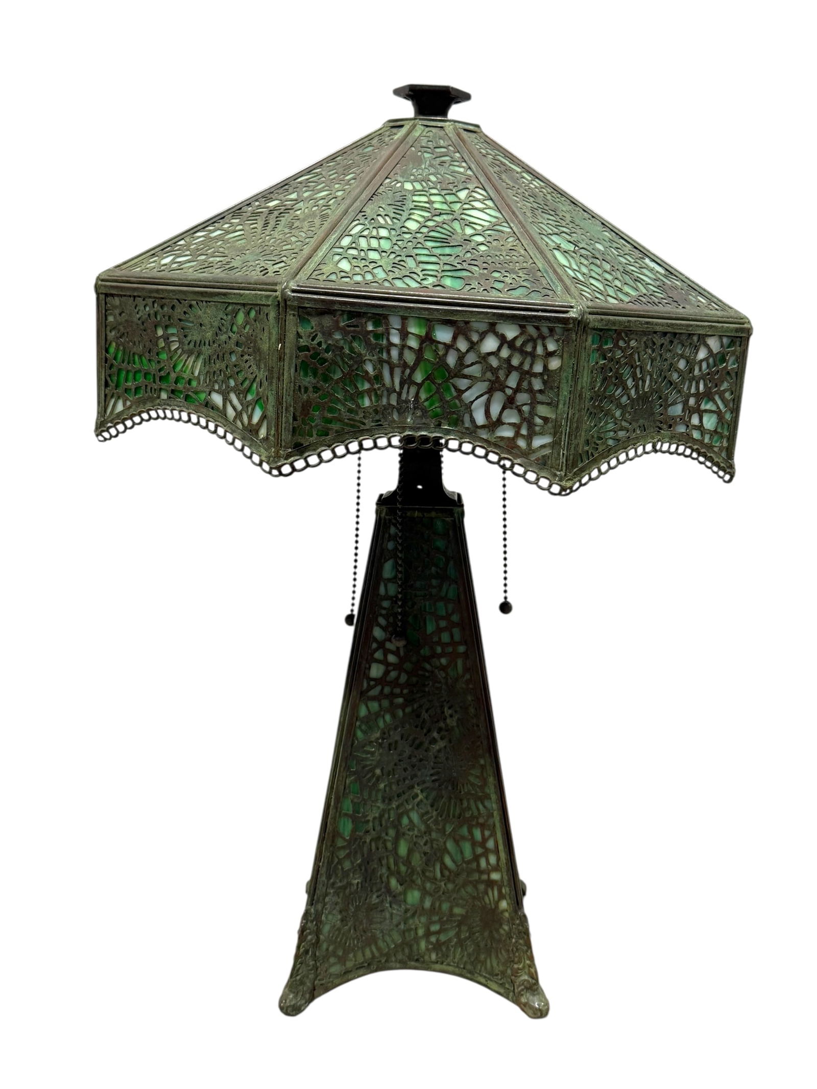 Riviere Studios Metal Overlay Slag Glass Lamp (1 of 15)