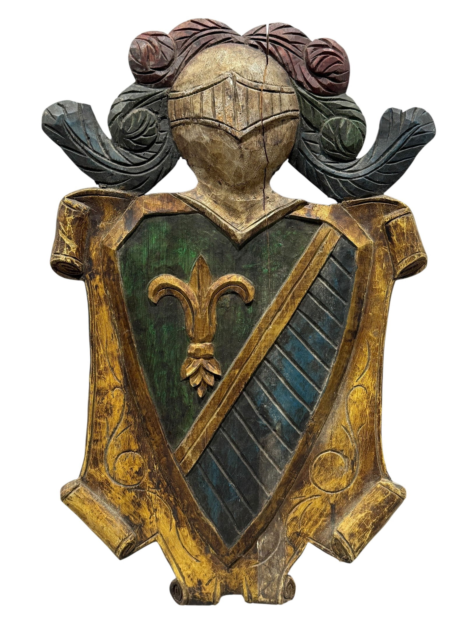 Antique French Wood Carved Coat of Arms Plaque (1 of 5)