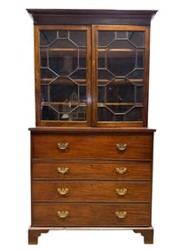 Cir 1830 English George III Mahogany Secretaire Bookcase