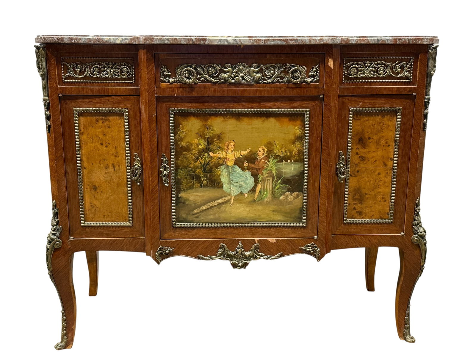 Antique Marble Top French Ormolu Mounted Commode (1 of 14)