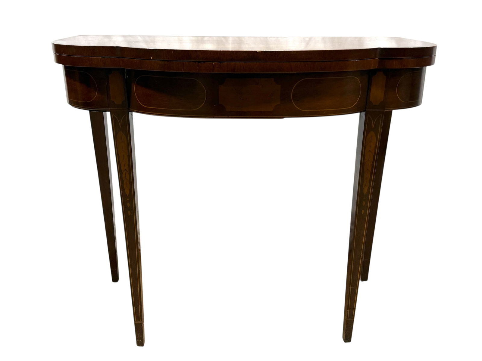 Vintage English Provincial Mahogany Game Table w/ Inlay (1 of 9)