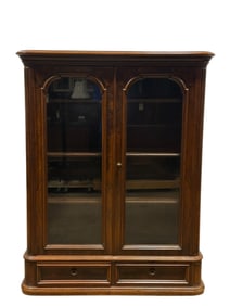 Antique Flame Mahogany Continental Bookcase