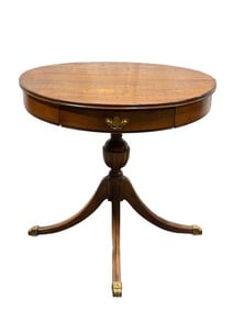 1940s Duncan Phyfe Style Drum Table w/ Drawer