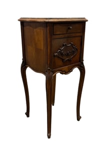 19th C. French Louis XV Walnut Marble Top Nightstand