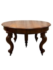 19th C. American Mahogany Round Top Table w/ 5 Leaves
