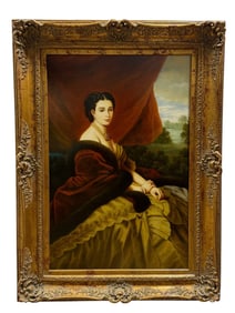 Signed John Dawson Fine 20th C. Oil on Canvas Woman in Dress Painting