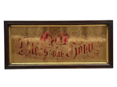 Framed "God Bless Our Home" Needlepoint Sampler