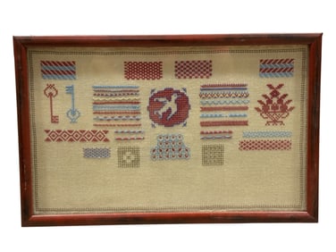 Framed Laura Holtorf Collins Needlepoint Sampler