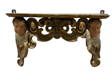 Antique Giltwood Cherub Wall Shelf