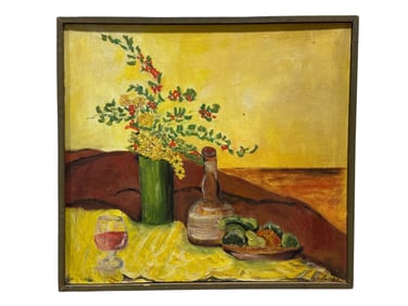 Signed Oil on Canvas Still Life Painting