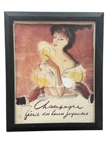 Framed "Le Champagne" Feerie Des Heures Joyeuses Print