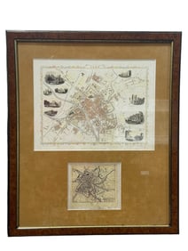 Framed Vintage Map of York, England Prints