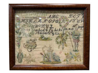 Framed 1871 Needlepoint Sampler