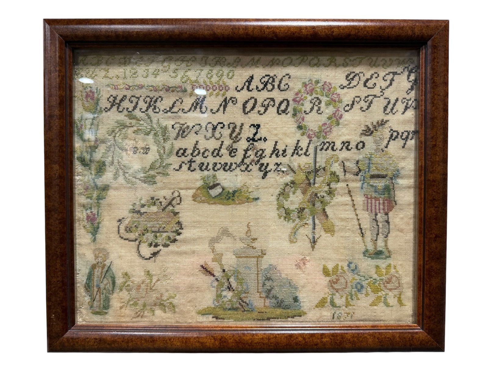 Framed 1871 Needlepoint Sampler (1 of 3)