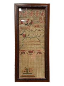 Framed Early Needlepoint Sampler