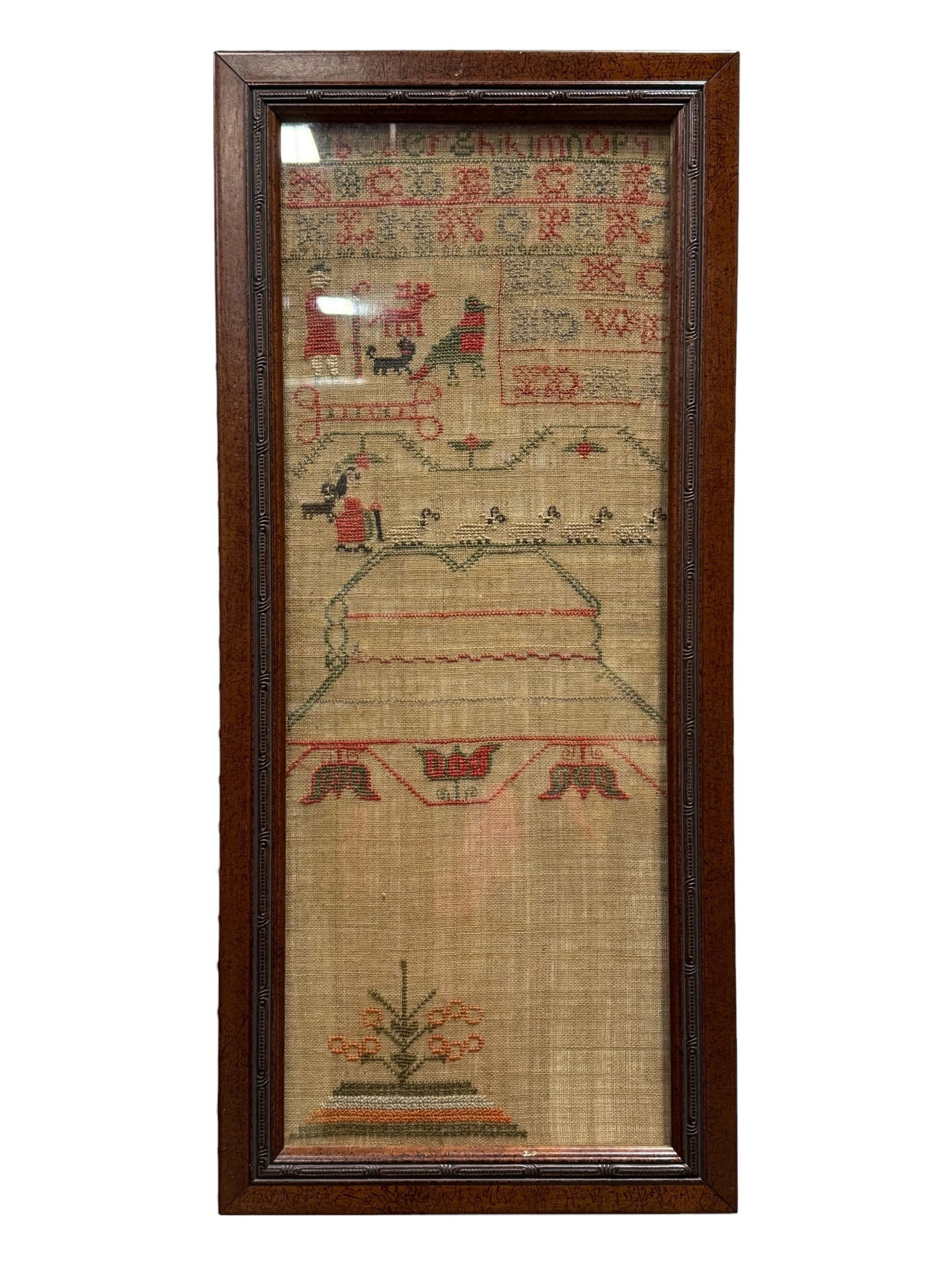 Framed Early Needlepoint Sampler (1 of 4)