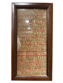 Framed Early Needlepoint Sampler by Ann Dudgeon