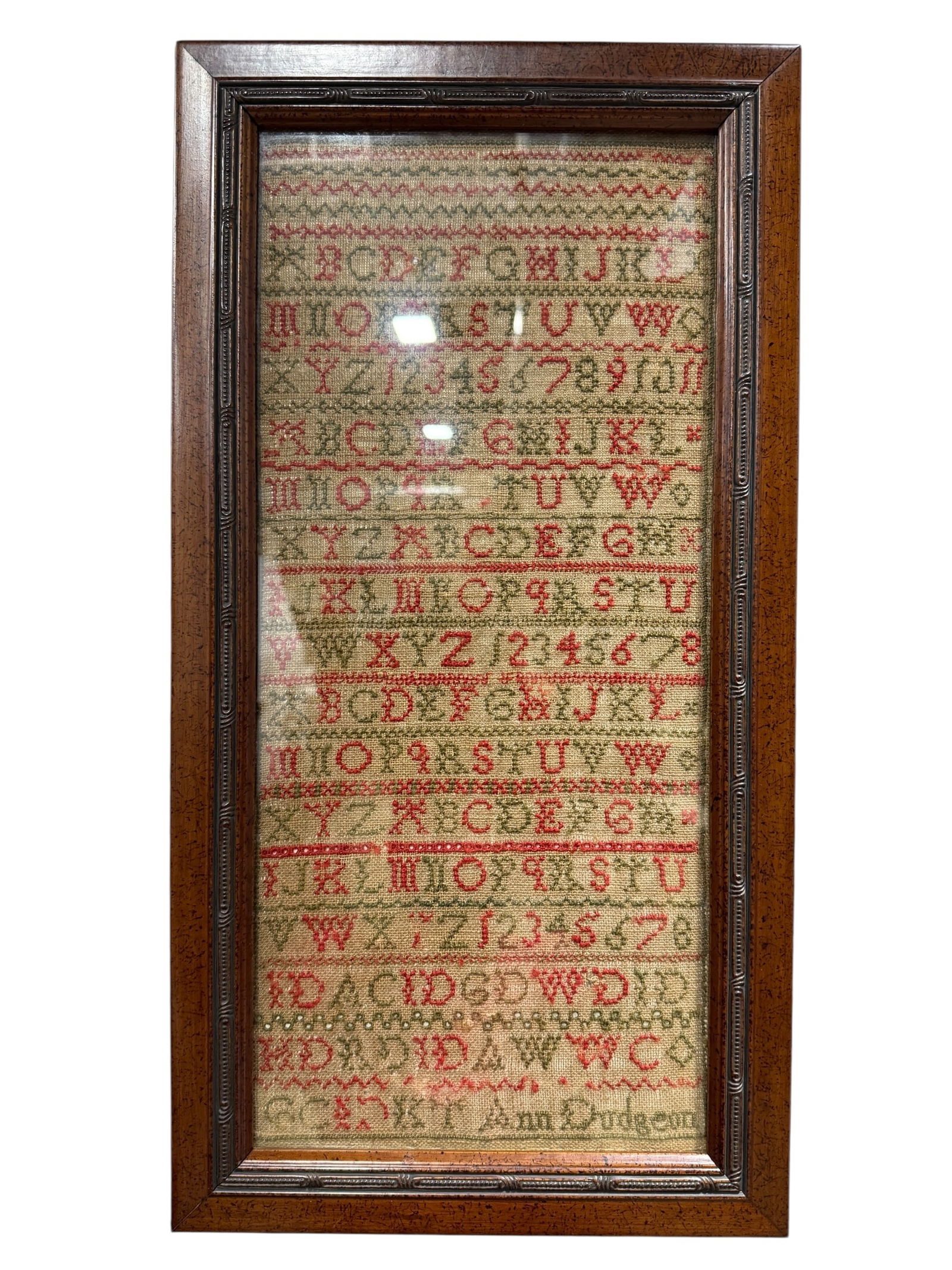 Framed Early Needlepoint Sampler by Ann Dudgeon (1 of 5)