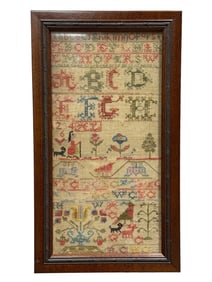 Framed Early Needlepoint Sampler