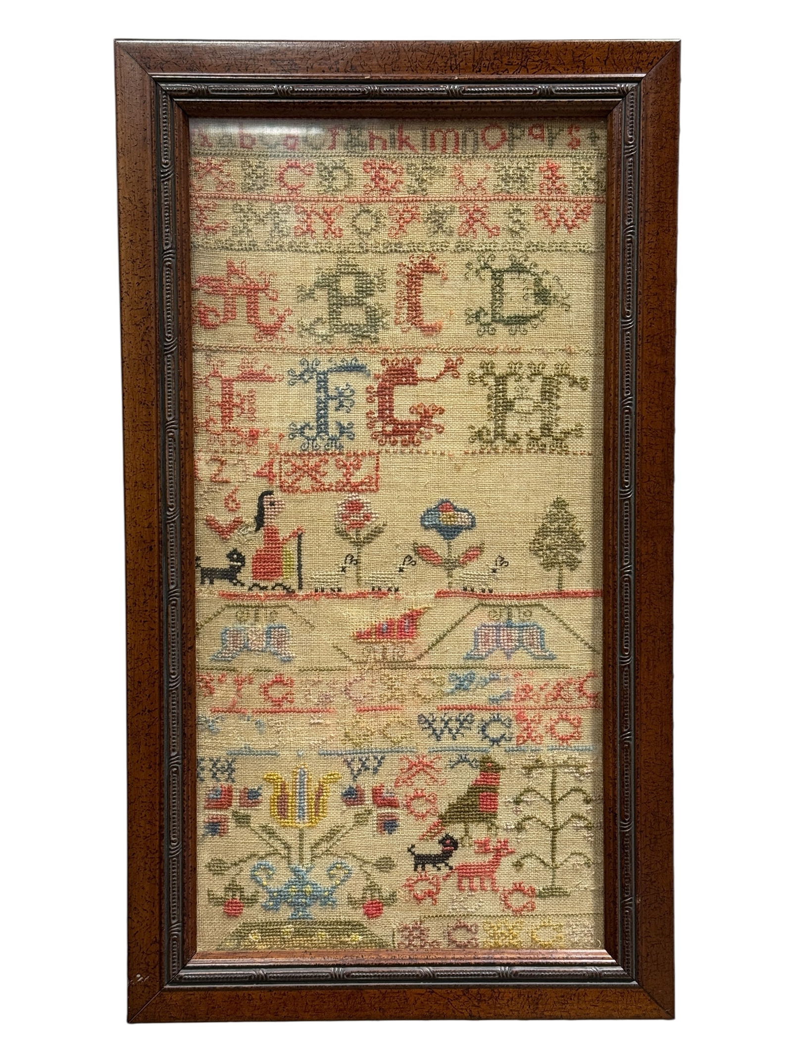 Framed Early Needlepoint Sampler (1 of 4)