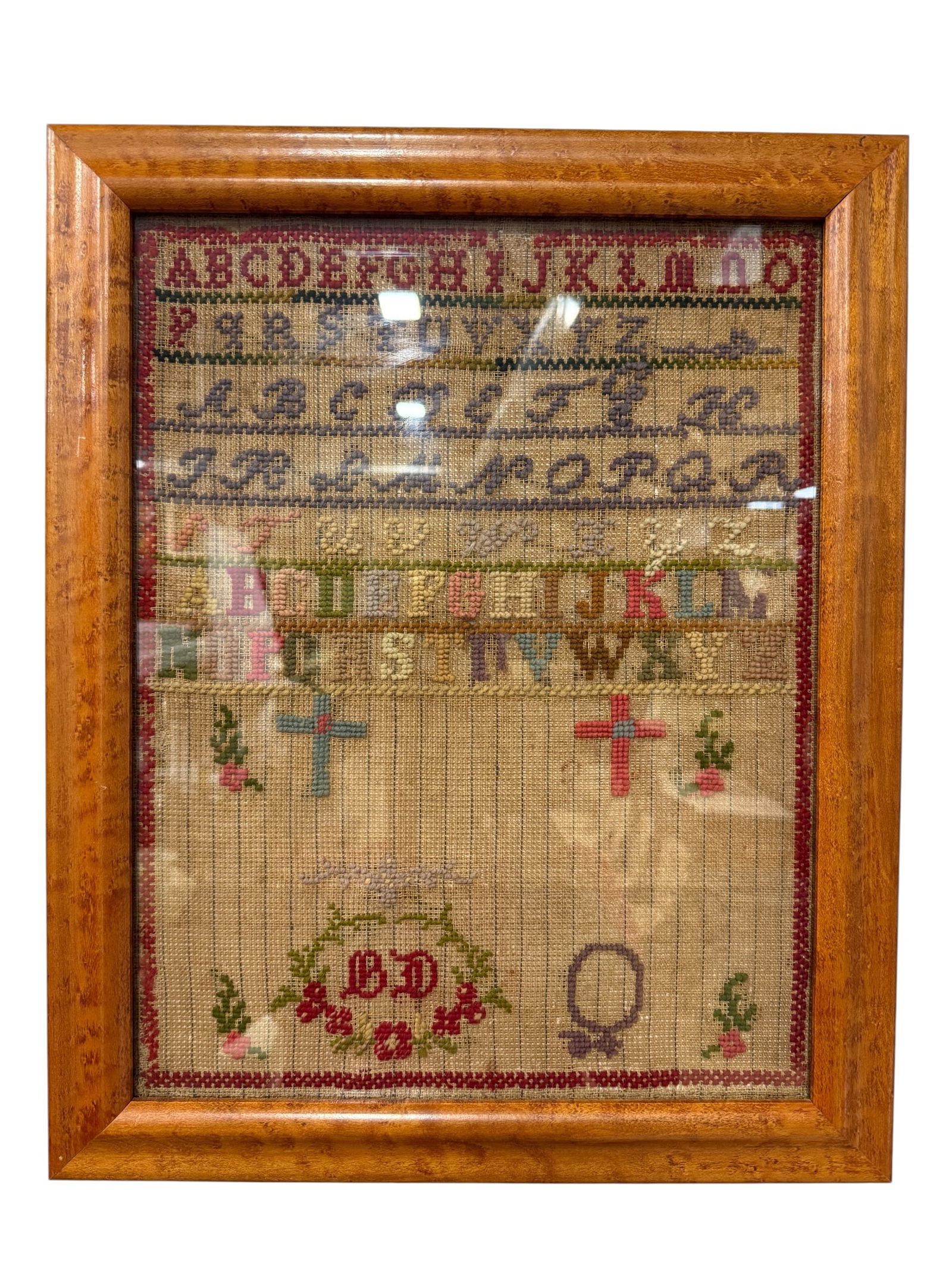 Framed Early Needlepoint Sampler (1 of 3)