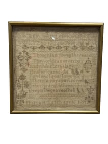 Framed 1891 Needlepoint Sampler by Margarett Letch