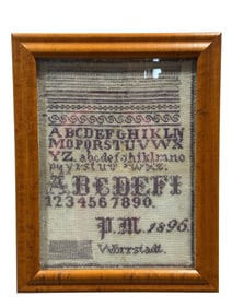 Framed 1896 Alphabet Needlepoint Sampler