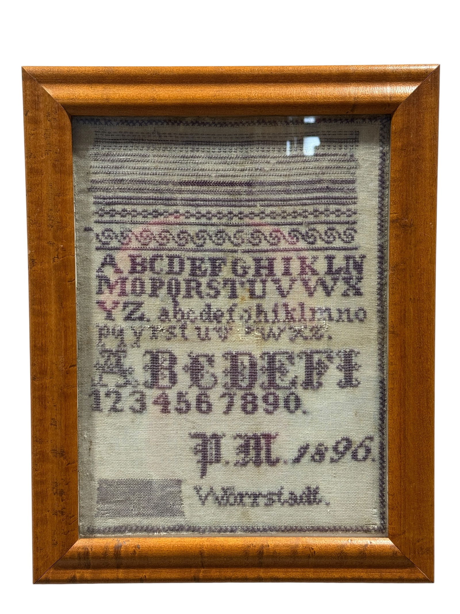 Framed 1896 Alphabet Needlepoint Sampler (1 of 4)
